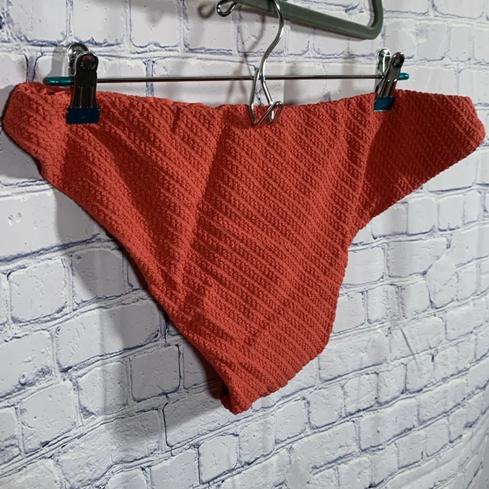 Andie Swim Womens Cheeky Bottom in Pink Textured Fabric Beach Vacation Sz XL NWT